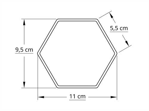 6 kantet 10,0 cm hvid